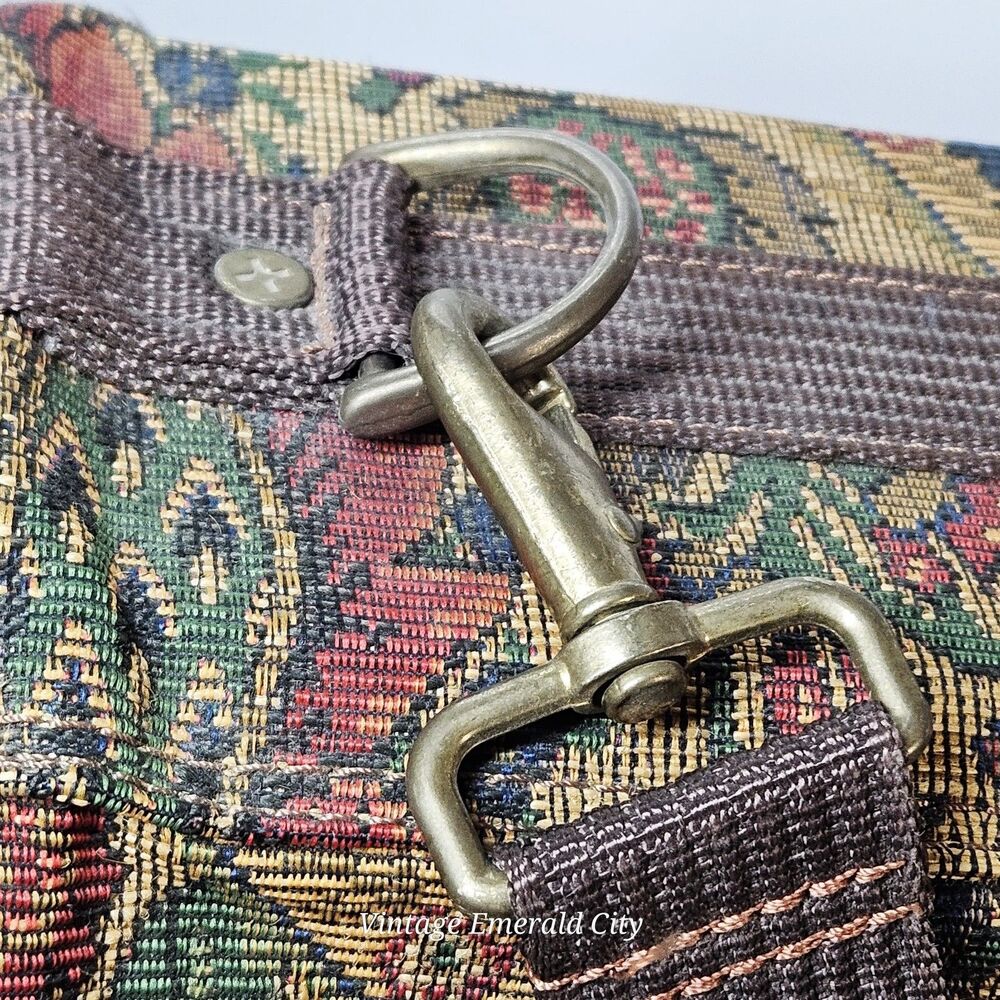 Vtg Lexi Luggage Bag Floral Parsley Tapestry Suitcase Wheels Handle Original Key - Picture 6 of 12
